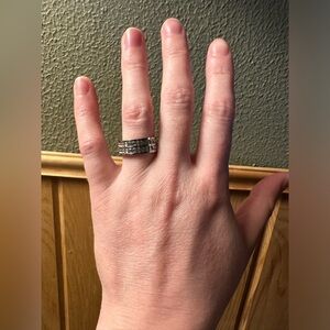 “Sterling silver moissanite” Double band ring